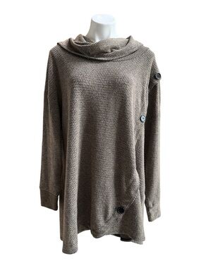 French Laundry Cowl Neck Sweater Tan 2X EUC